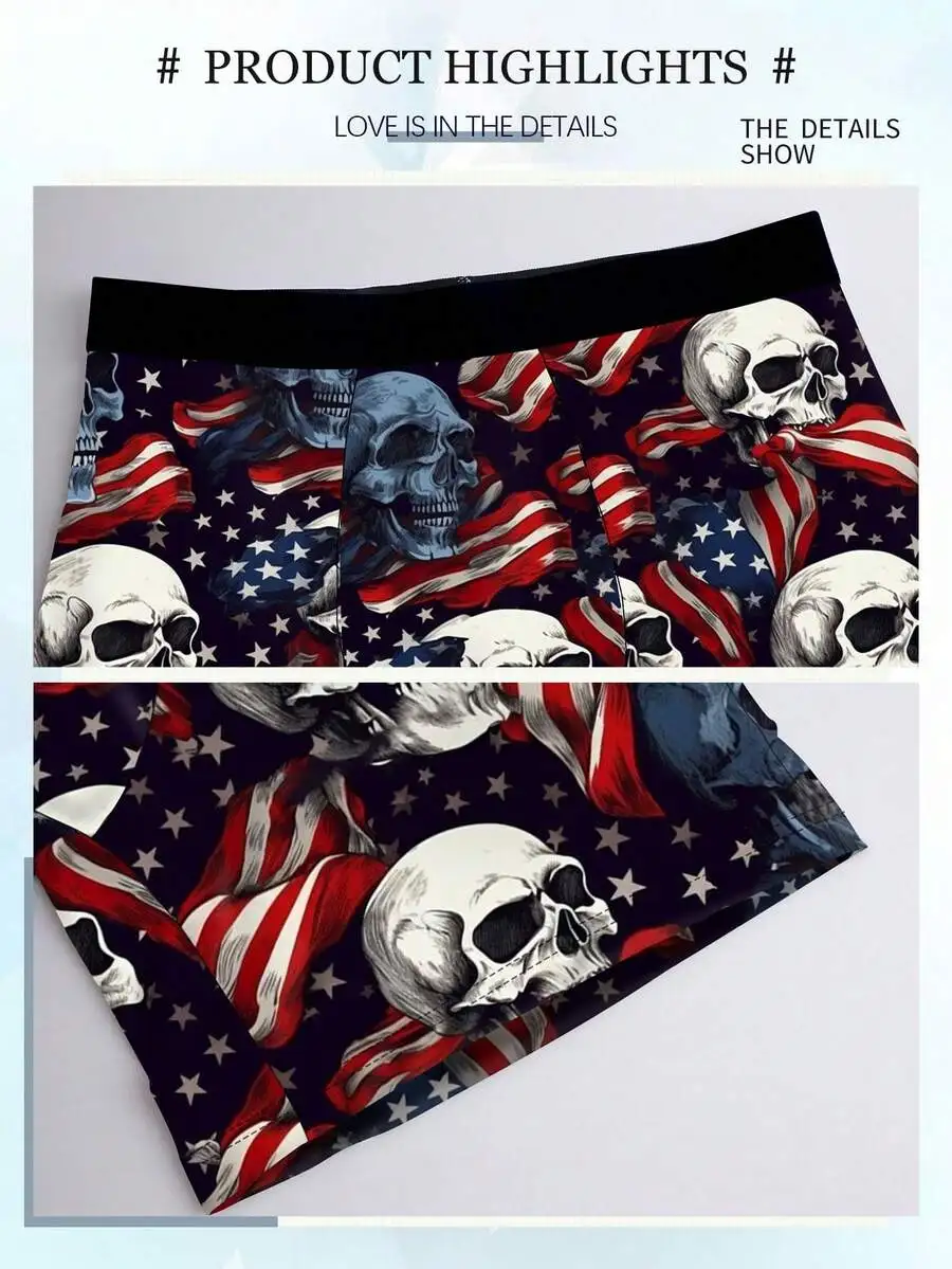 5 Packs Mens Skull Pattern Boxer Shorts American Flag Print Knitted Underwear
5 Packs Mens Skull Pattern Boxer Shorts American Flag Print Knitted Underwear