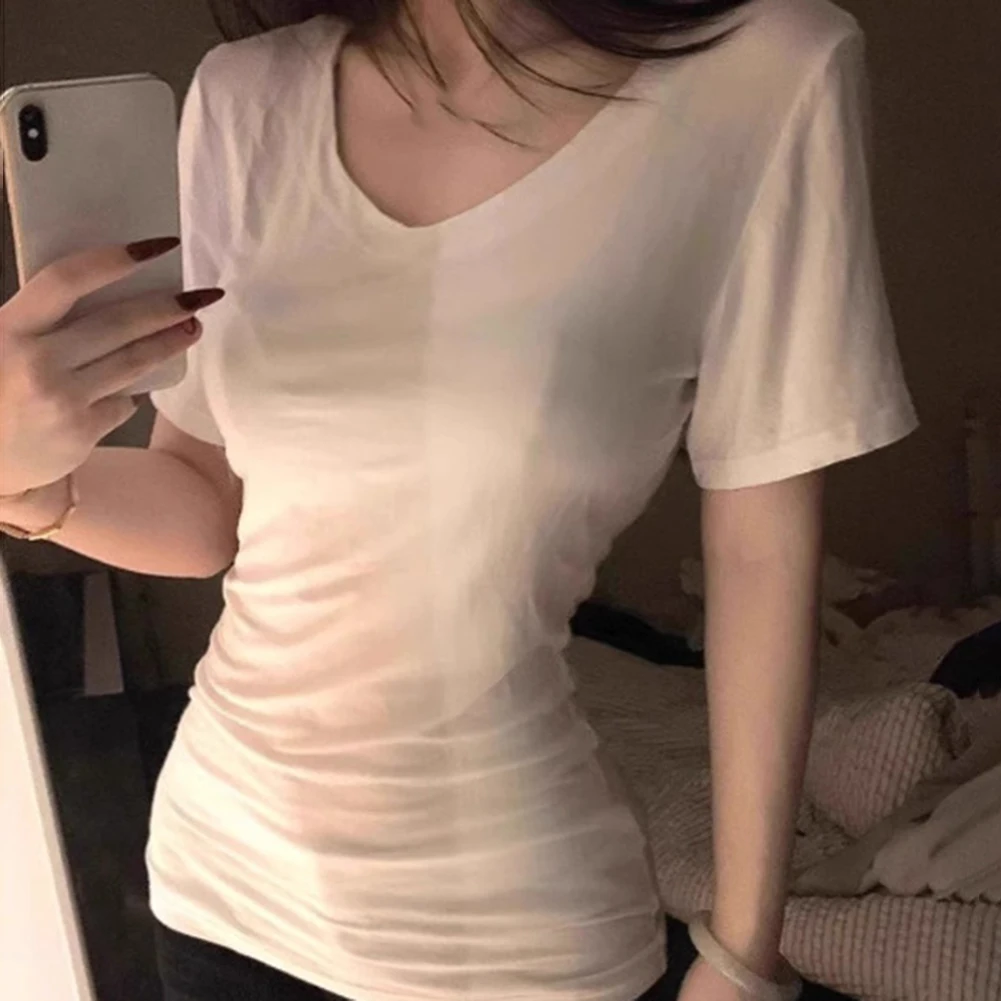 Basic T Shirt Casual Short Sleeve Solid Color Design Suitable For Autumn Suitable For Spring Casual V-neck Tops For Women
Basic T Shirt Casual Short Sleeve Solid Color Design Suitable For Autumn Suitable For Spring Casual V-neck Tops For Women