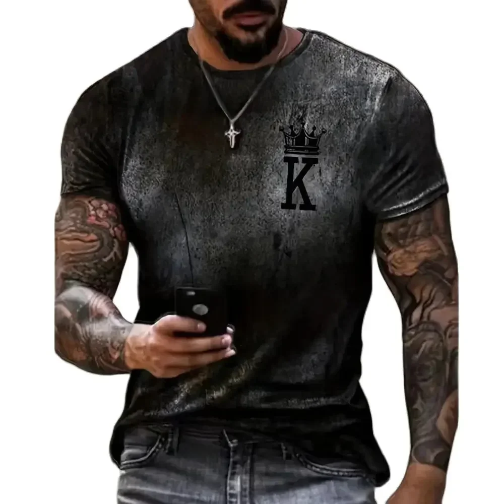 2024 New Men's Vintage T-Shirt Crown K 3D Print Plus-Size Hip-Hop Personality Short-Sleeved Daily Casual Oversized Men Clothing
2024 New Men's Vintage T-Shirt Crown K 3D Print Plus-Size Hip-Hop Personality Short-Sleeved Daily Casual Oversized Men Clothing
