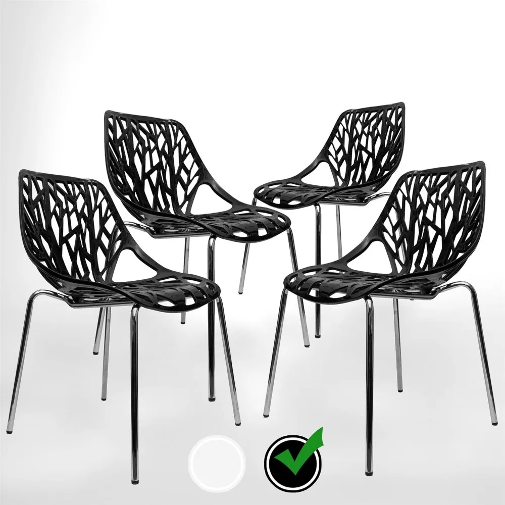 Modern Dining Chairs (Set of 4) - Black Stackable Plastic Mid Century Chairs, Outdoor Friendly Birch Seating for Dining Room
Modern Dining Chairs (Set of 4) - Black Stackable Plastic Mid Century Chairs, Outdoor Friendly Birch Seating for Dining Room