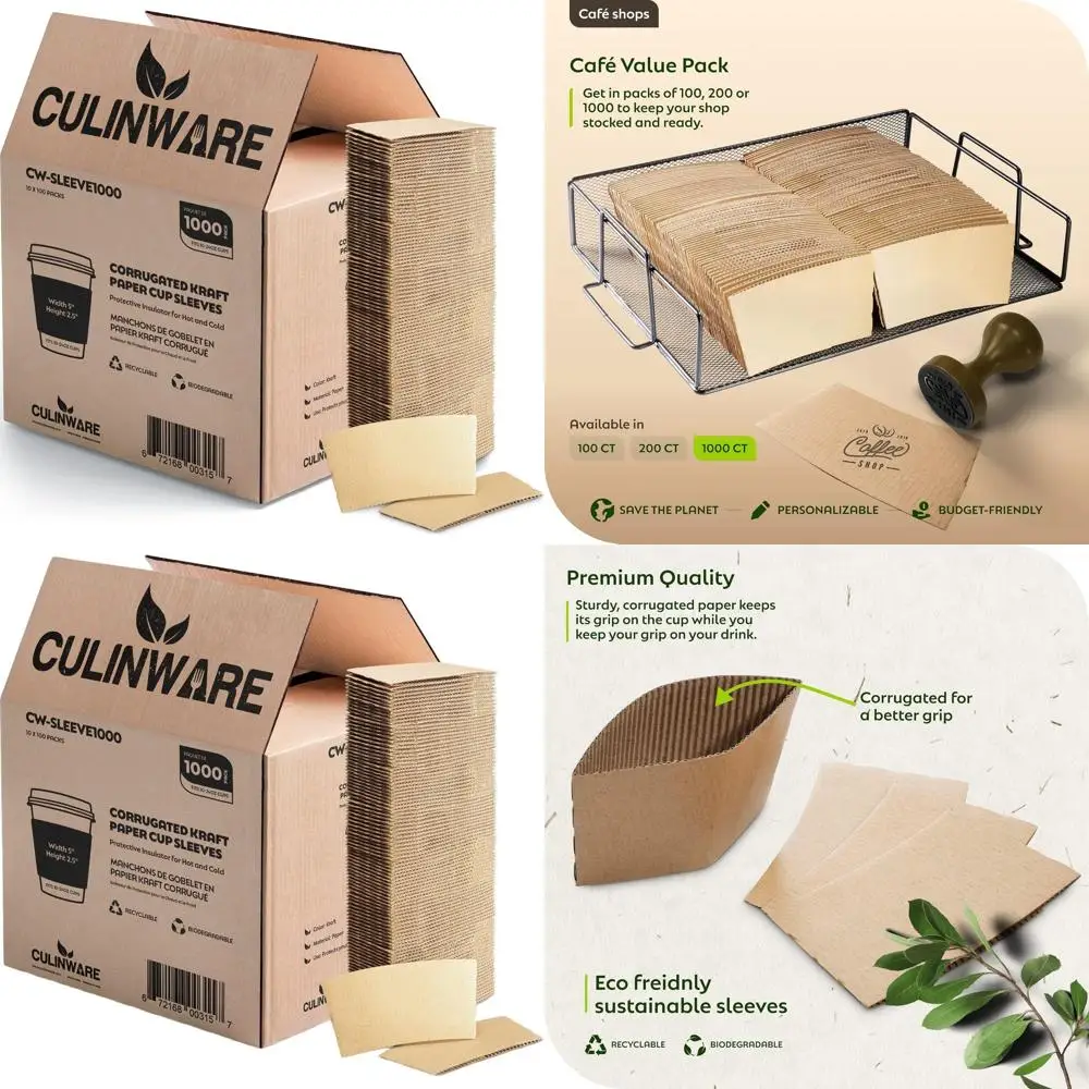 Картонная обертка для горячих стаканов | Изолирующие чехлы для кофе, чая и напитков (упаковка 1000 шт.)
Картонная обертка для горячих стаканов | Изолирующие чехлы для кофе, чая и напитков (упаковка 1000 шт.)