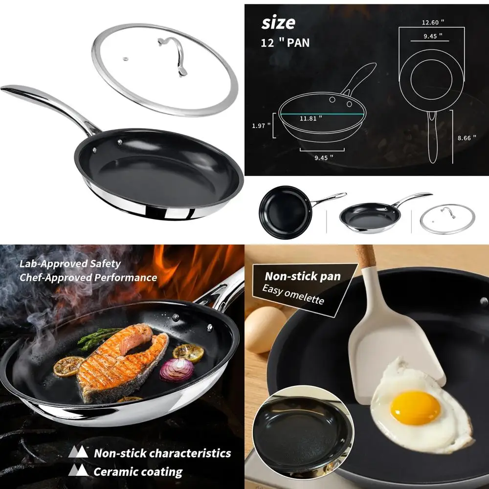 12, безопасная для духовки керамическая сковорода с антипригарным покрытием и крышкой, без PFOA/PTFE, толщина 2,5 мм, ручка с защитой от ожогов, подходит для всех варочных панелей
12, безопасная для духовки керамическая сковорода с антипригарным покрытием и крышкой, без PFOA/PTFE, толщина 2,5 мм, ручка с защитой от ожогов, подходит для всех варочных панелей