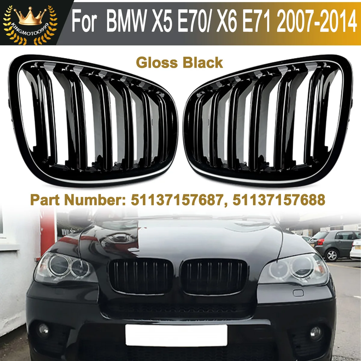 MagicKit Double Slat Racing Grills Gloss Black Front Bumper Kindny Grille For BMW X5 E70 X6 E71 E72 2007-2013 Car Accessories
MagicKit Double Slat Racing Grills Gloss Black Front Bumper Kindny Grille For BMW X5 E70 X6 E71 E72 2007-2013 Car Accessories