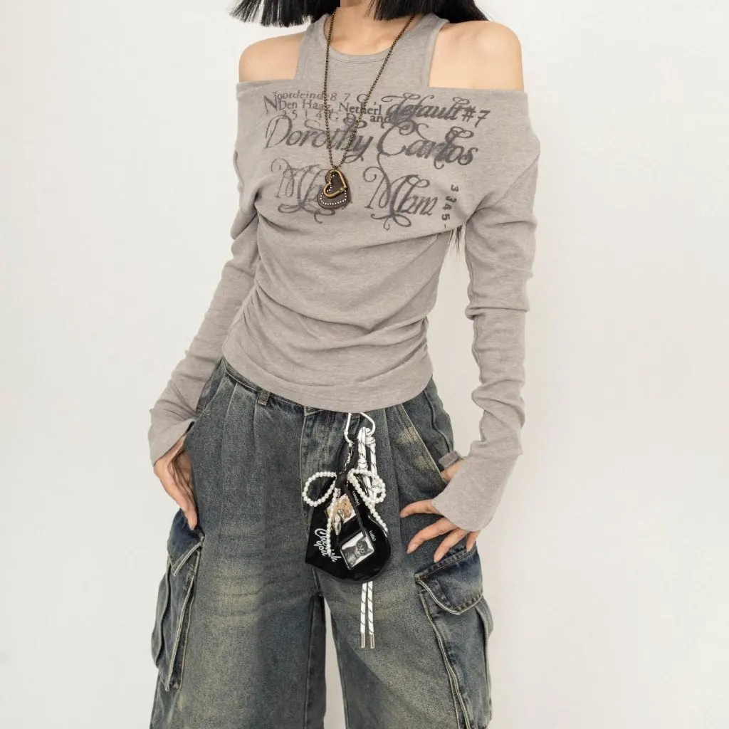 Slim Fit Women's Long Sleeve T-Shirt #1*1 Casual Official Figure 260g Shoulder-Exposed Hot American Short Coat Design
Slim Fit Women's Long Sleeve T-Shirt #1*1 Casual Official Figure 260g Shoulder-Exposed Hot American Short Coat Design