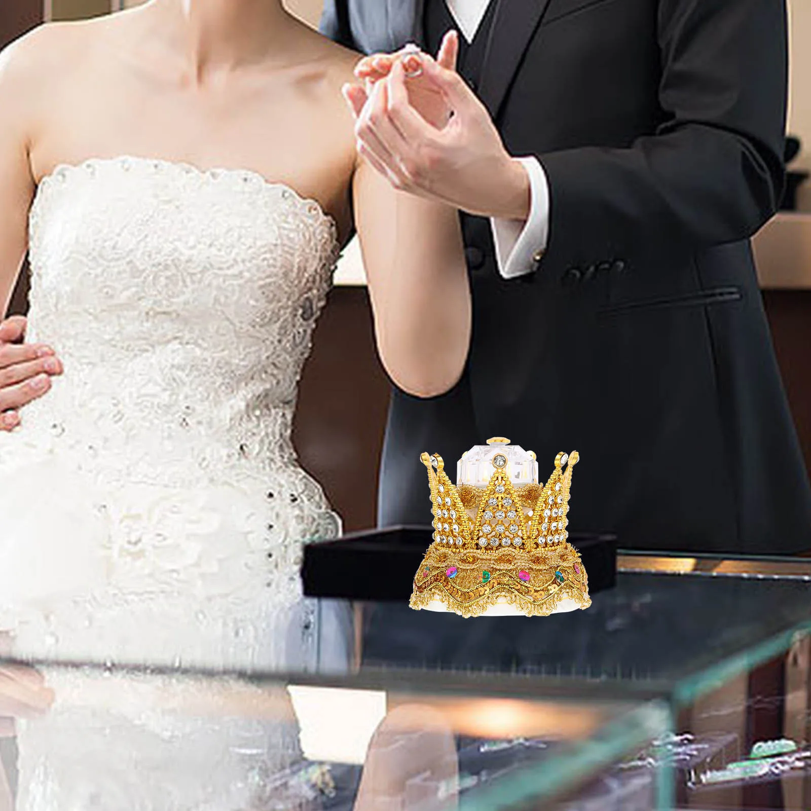 Wedding Ring Box Crown Shaped Jewelry Case for Rings 5980 Golden Portable Compact Travel Size Holder
Wedding Ring Box Crown Shaped Jewelry Case for Rings 5980 Golden Portable Compact Travel Size Holder