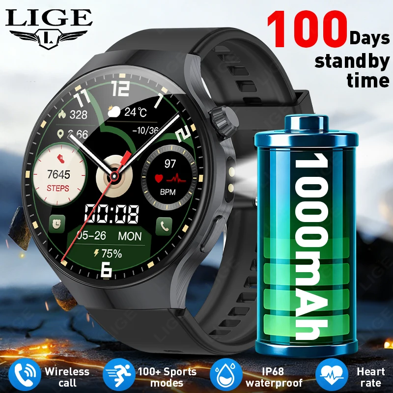 LIGE New 1000mAh Battery Men Smart Watch LED Flashlight 1.53" AMOLED Screen GPS Track Heart Rate Monitor BT Call Smartwatch Men
LIGE New 1000mAh Battery Men Smart Watch LED Flashlight 1.53" AMOLED Screen GPS Track Heart Rate Monitor BT Call Smartwatch Men