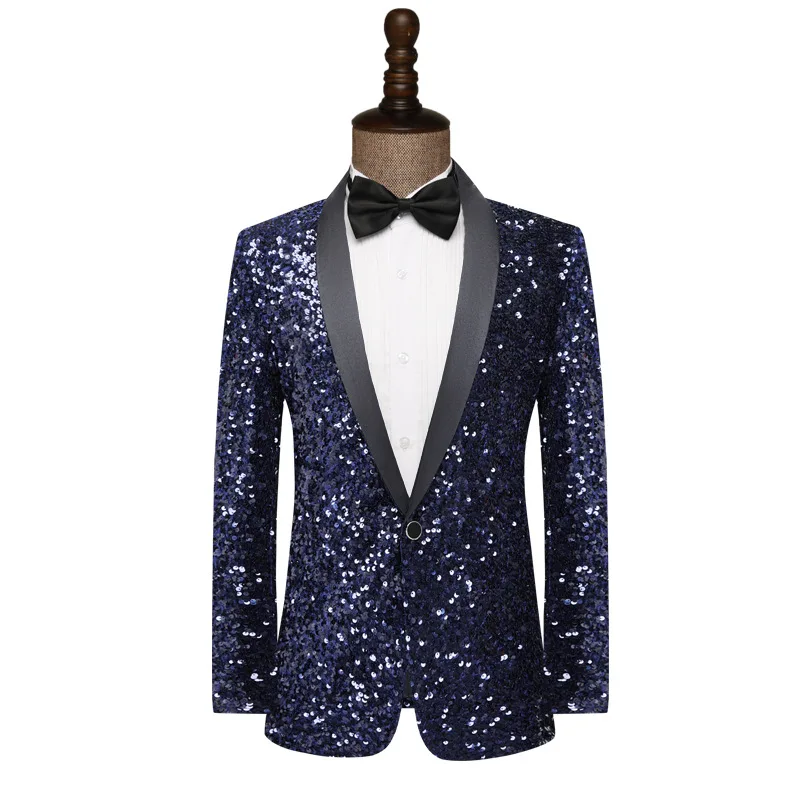 Men's Navy Blue Sequins Blazer Glitter Costume Shawl Collar Tuxedo Suit Jacket Banquet Host Bar Singer Stage Performance Wedding
Men's Navy Blue Sequins Blazer Glitter Costume Shawl Collar Tuxedo Suit Jacket Banquet Host Bar Singer Stage Performance Wedding