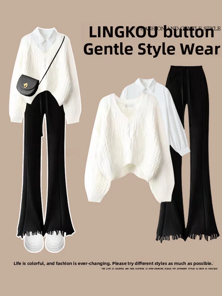 Ele plus Size Autumn Winter Set Women's Small Frame Age Reduction Slimming Meat Covering White Sweater irt Flared Pants...
Ele plus Size Autumn Winter Set Women's Small Frame Age Reduction Slimming Meat Covering White Sweater irt Flared Pants...