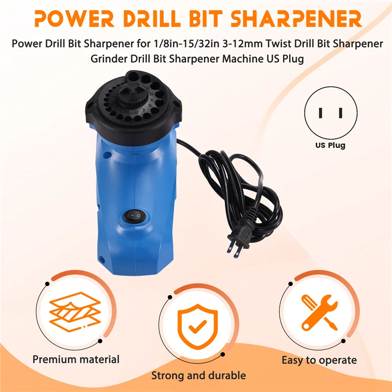 TFORU-Power Drill Bit Sharpener For 1/8''- 15/32'' 3-12Mm Twist Drill Bit Sharpener Grinder Drill Bit Sharpener Machine US Plug
TFORU-Power Drill Bit Sharpener For 1/8''- 15/32'' 3-12Mm Twist Drill Bit Sharpener Grinder Drill Bit Sharpener Machine US Plug