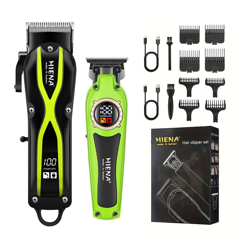 Электрическая машинка для стрижки волос HIENA, набор из 2 предметов, профессиональная машинка для стрижки волос, электрический триммер, машина для отделки волос, лезвие DLC, светодиодный дисплей
Электрическая машинка для стрижки волос HIENA, набор из 2 предметов, профессиональная машинка для стрижки волос, электрический триммер, машина для отделки волос, лезвие DLC, светодиодный дисплей