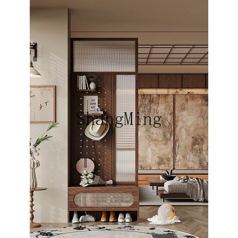 SM room entrance walnut simple hole modern integrated shoe cabinet double-sided partition screen solid Chinese cabinet
SM room entrance walnut simple hole modern integrated shoe cabinet double-sided partition screen solid Chinese cabinet