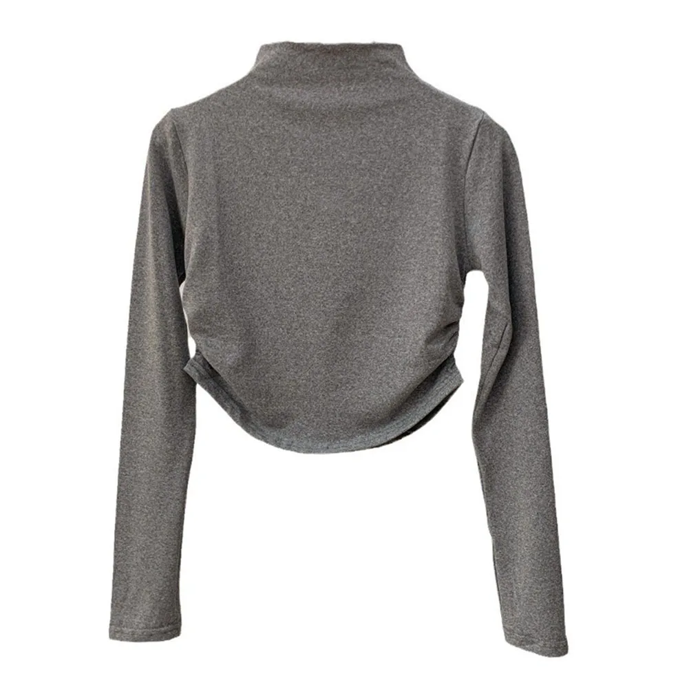 Casual Women Top High Collar Crop Top Casual Style Half High Collar Neckline Moderate Elasticity Polyester Fabric
Casual Women Top High Collar Crop Top Casual Style Half High Collar Neckline Moderate Elasticity Polyester Fabric
