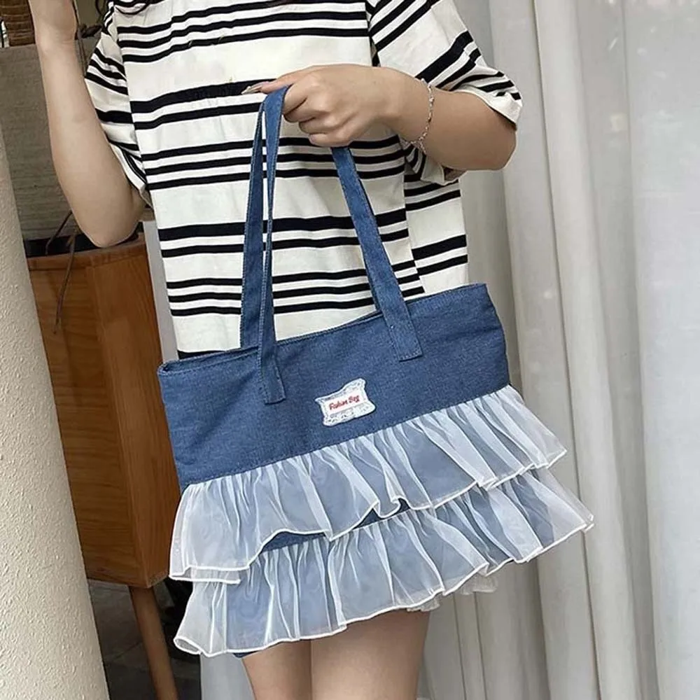Storage Bag Portable Denim Blue Tote Bag Large Capacity Black Denim Lace Handbag Magnetic Button Versatile Underarm Bag Daily
Storage Bag Portable Denim Blue Tote Bag Large Capacity Black Denim Lace Handbag Magnetic Button Versatile Underarm Bag Daily