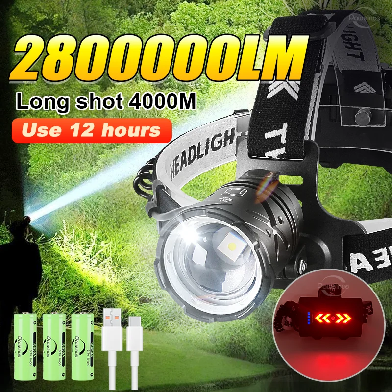 2800000LM Most Powerful Headlight 4000M Ultra Bright Headlamp Rechargeable Head Flashlight 18650 Outdoor Camping Head Lantern
2800000LM Most Powerful Headlight 4000M Ultra Bright Headlamp Rechargeable Head Flashlight 18650 Outdoor Camping Head Lantern