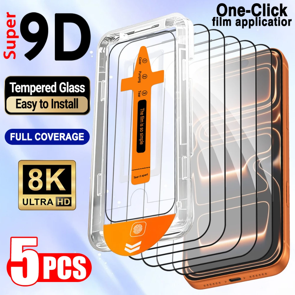 NNBILI 5pcs 9D Full Coverage Tempered Glass Screen Protectors with Automatic Dust for iPhone 17 16 15 14 13 12 11 Pro Max 17e 16
NNBILI 5pcs 9D Full Coverage Tempered Glass Screen Protectors with Automatic Dust for iPhone 17 16 15 14 13 12 11 Pro Max 17e 16