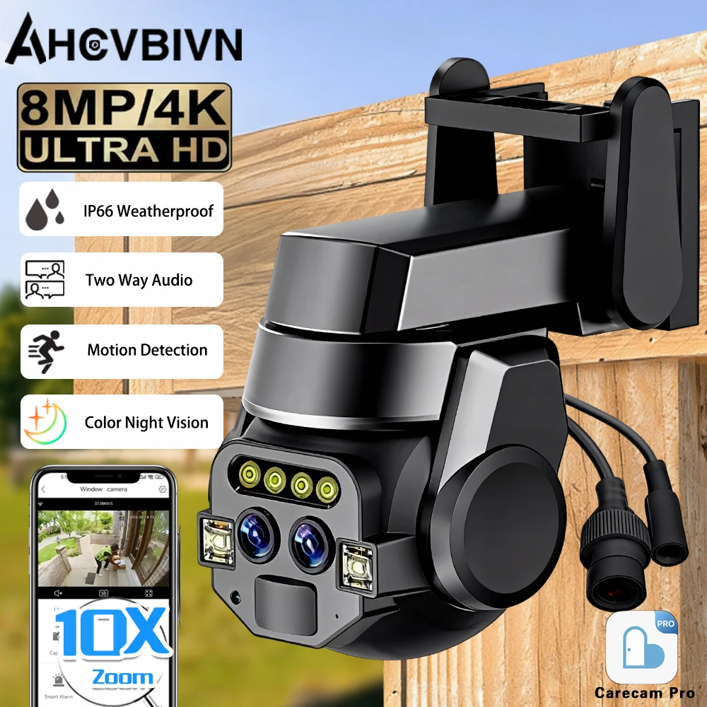 Уличная IP-камера видеонаблюдения Carecam Pro 8MP 4K с 10-кратным зумом, HD-видео, водонепроницаемая, с цветным ночным видением и детектором движения
Уличная IP-камера видеонаблюдения Carecam Pro 8MP 4K с 10-кратным зумом, HD-видео, водонепроницаемая, с цветным ночным видением и детектором движения