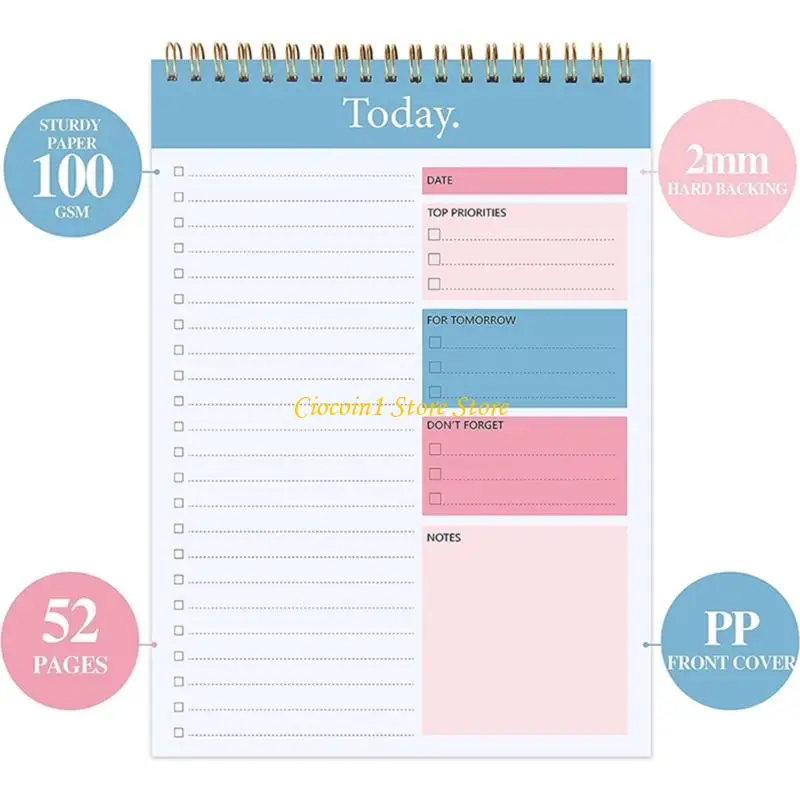 A3PC Daily Planner Notebook Twin Coil Binding Notepads 100 Pages Lined For Planning
A3PC Daily Planner Notebook Twin Coil Binding Notepads 100 Pages Lined For Planning
