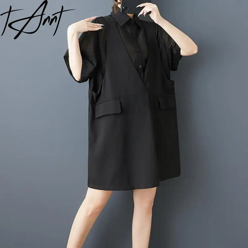 Tannt Women Dress Asymmetry Patchwork Fake Two-piece Shirts Dresses For Women Shorts Sleeves Fashion Summer Dresses 2025 New
Tannt Women Dress Asymmetry Patchwork Fake Two-piece Shirts Dresses For Women Shorts Sleeves Fashion Summer Dresses 2025 New