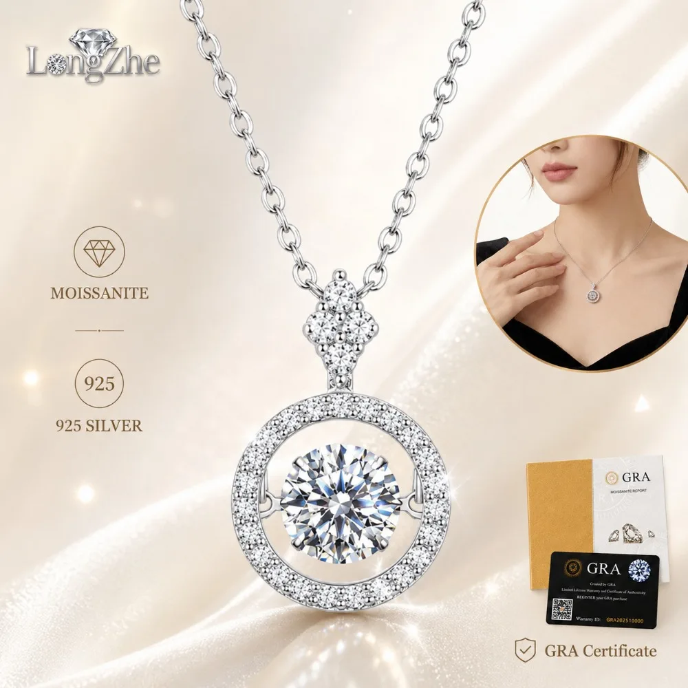 S925 Silver Moissanite Necklace 0.5CT 1CT D Color Round Halo Pendant 40+5cm Chain For Women Gift Jewelry
S925 Silver Moissanite Necklace 0.5CT 1CT D Color Round Halo Pendant 40+5cm Chain For Women Gift Jewelry