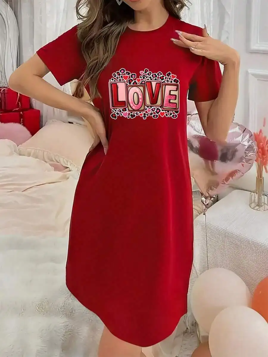 Red Love Print Womens Short Sleeve Nightdress Loungewear
Red Love Print Womens Short Sleeve Nightdress Loungewear