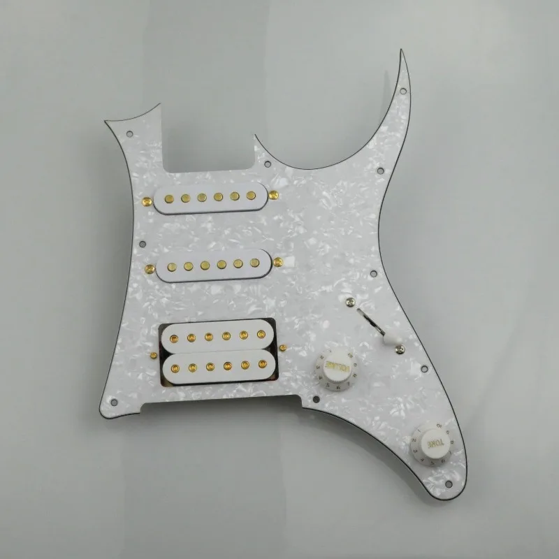 Prewired HSS Loaded Pickguard White Pearl 3-Ply Humbucker Single Coil Pickups for I/b R/G Style Electric Guitar
Prewired HSS Loaded Pickguard White Pearl 3-Ply Humbucker Single Coil Pickups for I/b R/G Style Electric Guitar