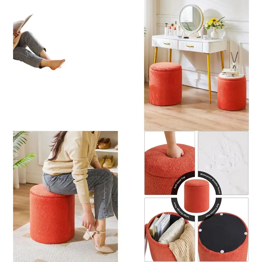 Пара круглых пуфов для хранения вещей для общежитий, флисовый табурет для туалетного столика, велюровая подставка для ног с отсеком для хранения, пуфы для организации пространства в доме
Пара круглых пуфов для хранения вещей для общежитий, флисовый табурет для туалетного столика, велюровая подставка для ног с отсеком для хранения, пуфы для организации пространства в доме