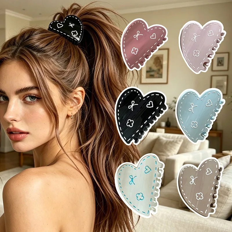 Trendy 1pc Vintage Elegant Black Heart Hair Clip Shark Claw Clamp Hairpin Barrette Korean Hair Headwear Accessories for Women
Trendy 1pc Vintage Elegant Black Heart Hair Clip Shark Claw Clamp Hairpin Barrette Korean Hair Headwear Accessories for Women