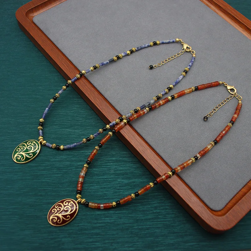 New Chinoiserie Clavicle Chain Niche Styleretro Enamel Glazed Handmade Beaded Necklace
New Chinoiserie Clavicle Chain Niche Styleretro Enamel Glazed Handmade Beaded Necklace