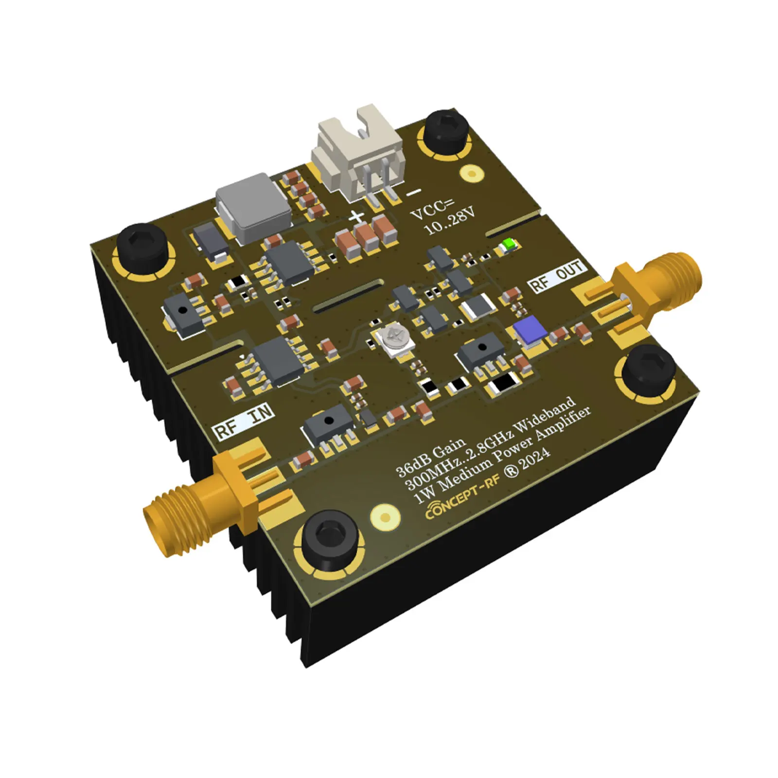 300MHz-2.8GHz 1W 36dB 10-28V Wideband RF Power Amplifier with S MA Female Connector for EMC Testing
300MHz-2.8GHz 1W 36dB 10-28V Wideband RF Power Amplifier with S MA Female Connector for EMC Testing