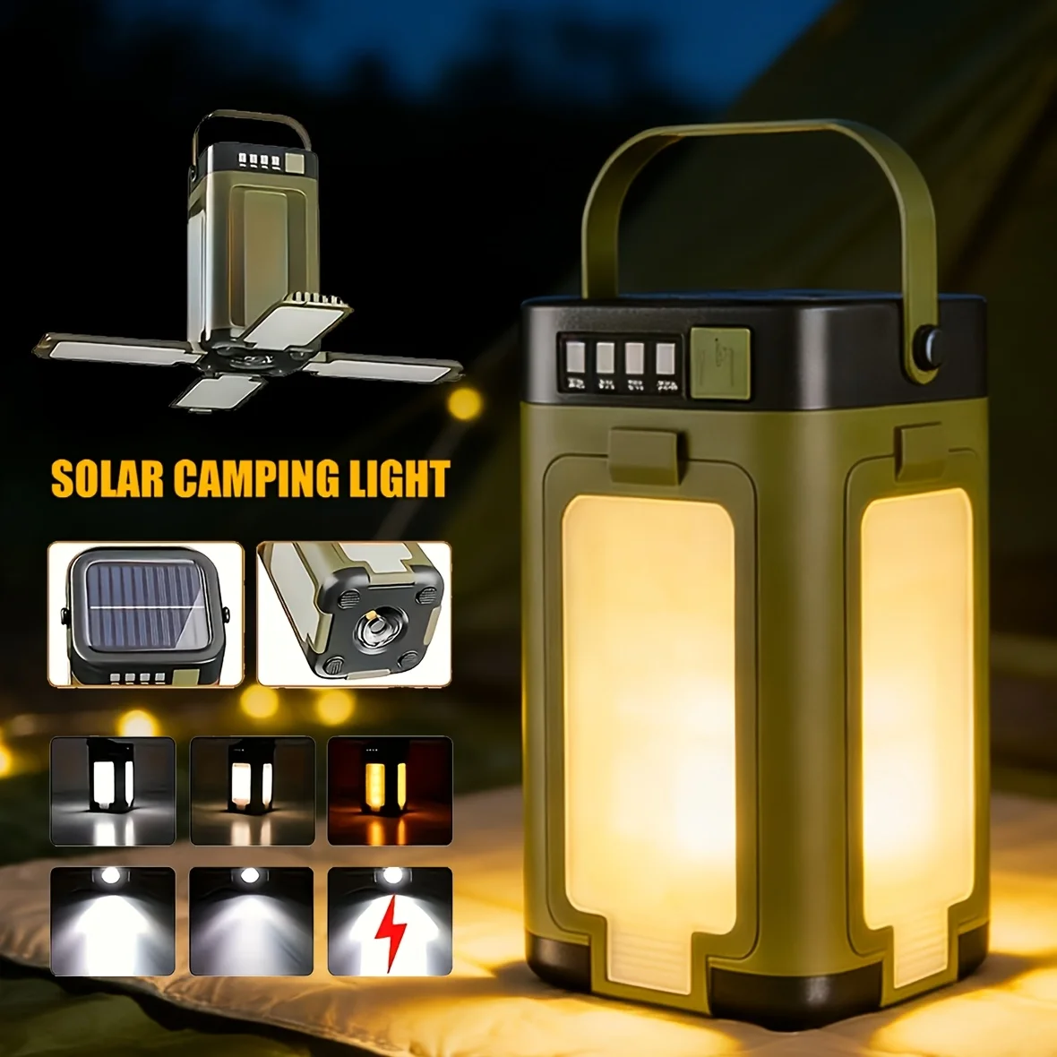1pc Bright Emergency Lantern, Multi-Function Camping Light, Solar/USB Rechargeable Hanging Tent Lights, For Hiking Fishing
1pc Bright Emergency Lantern, Multi-Function Camping Light, Solar/USB Rechargeable Hanging Tent Lights, For Hiking Fishing