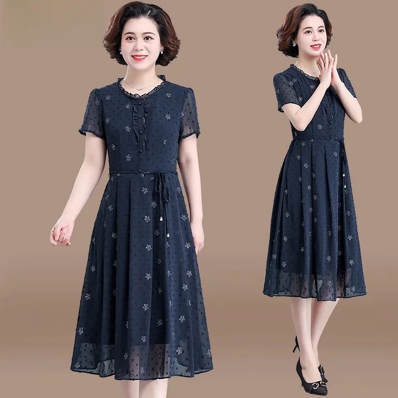 Faionable Summer Dr for Middle-Aged Mothers Chiffon Long Skirt Ele Women's Clothing Loose Fit round Neline C...
Faionable Summer Dr for Middle-Aged Mothers Chiffon Long Skirt Ele Women's Clothing Loose Fit round Neline C...