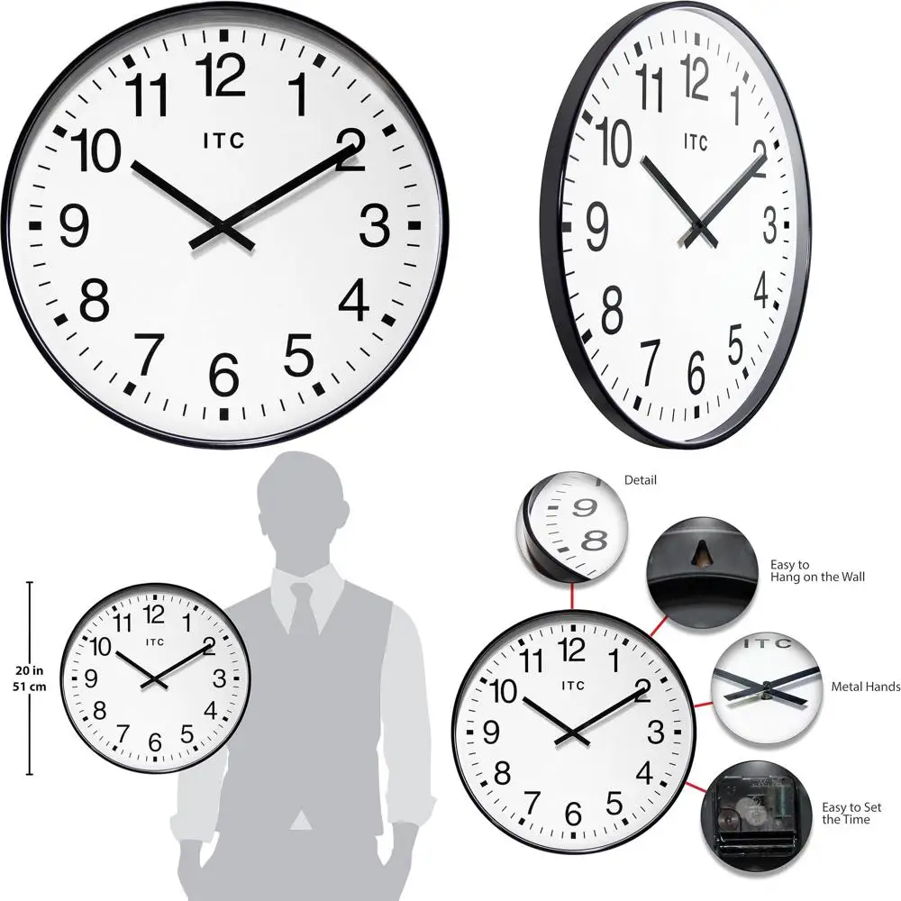 19-дюймовые бесшумные круглые часы на батарейках для офиса, класса, школы — черные
19-дюймовые бесшумные круглые часы на батарейках для офиса, класса, школы — черные