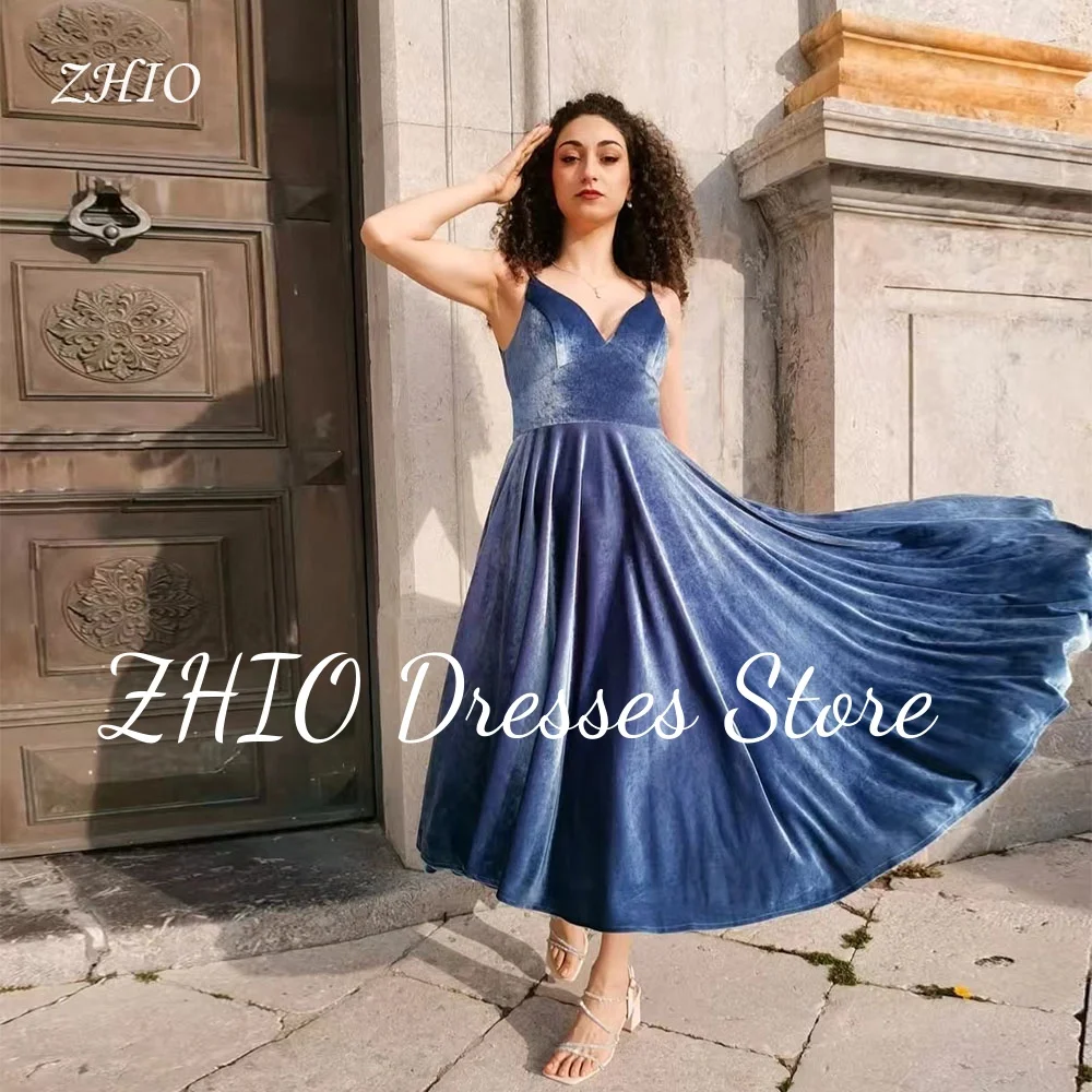 ZHIO Princess Velour Evening Dresses A-Line Dark Blue Spaghetti Strap Formal Occasion Dress Prom Party Gown Customized Elegant
ZHIO Princess Velour Evening Dresses A-Line Dark Blue Spaghetti Strap Formal Occasion Dress Prom Party Gown Customized Elegant
