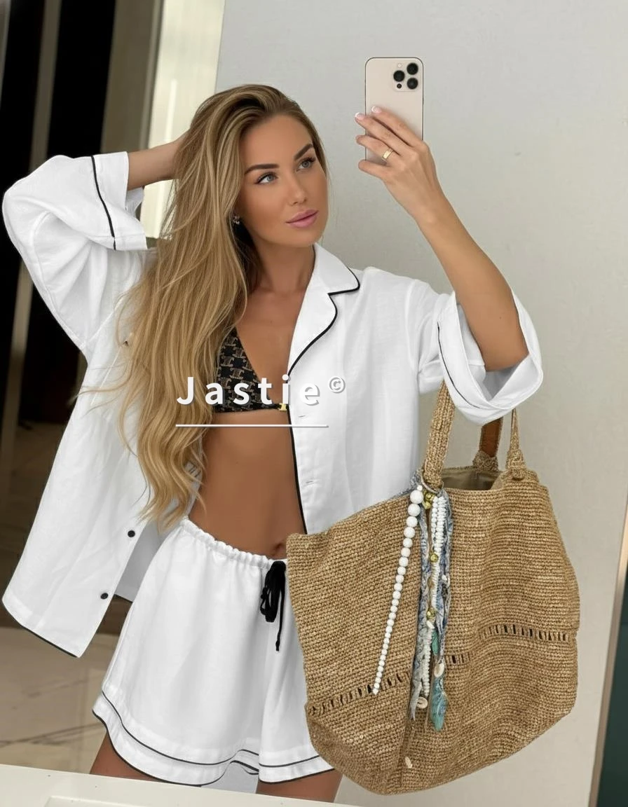 2026 модный белый хлопковый комплект, женский летний пляжный комплект, свободная рубашка на пуговицах и юбки, повседневная уличная одежда для дома, пижамы
2026 модный белый хлопковый комплект, женский летний пляжный комплект, свободная рубашка на пуговицах и юбки, повседневная уличная одежда для дома, пижамы