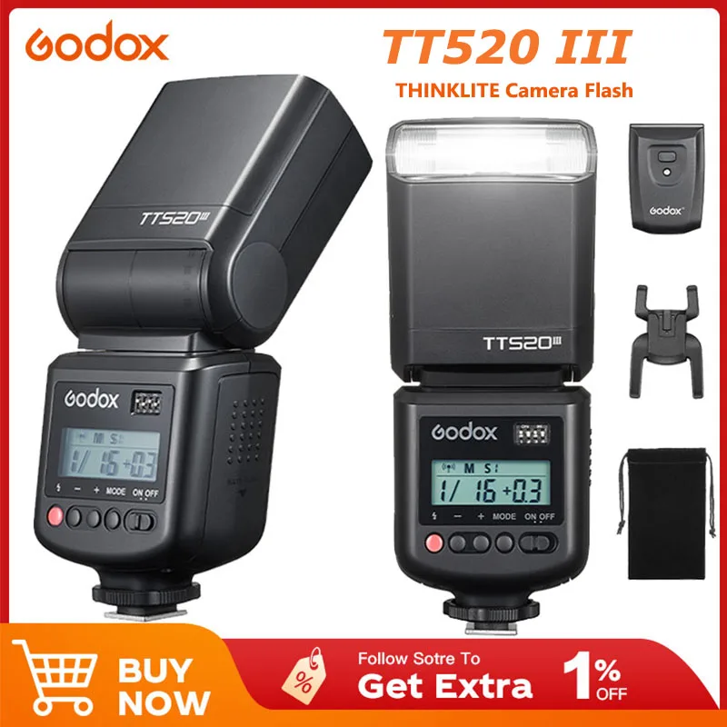 New Godox TT520III THINKLITE Camera Flash with Build-in 433MHz Wireless Signal for Canon Nikon Sony Pentax Olympus DSLR Cameras
New Godox TT520III THINKLITE Camera Flash with Build-in 433MHz Wireless Signal for Canon Nikon Sony Pentax Olympus DSLR Cameras