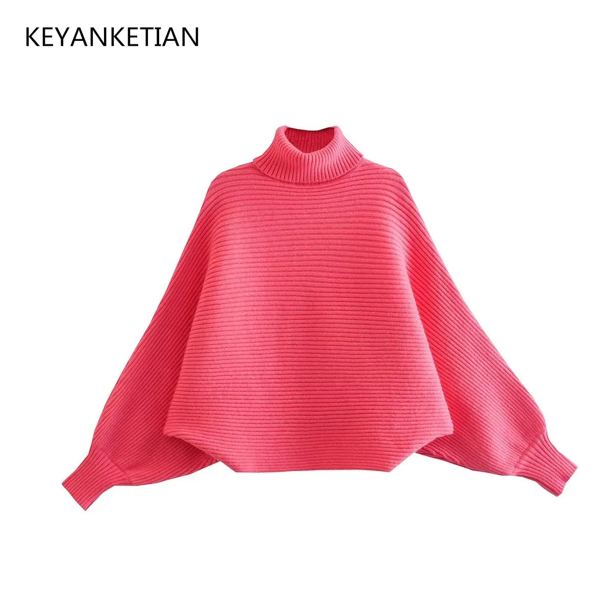 KEYANKETIAN spring new women's rose red high neck bat sleeve pullover sweater chic design fashion short knitted pullover
KEYANKETIAN spring new women's rose red high neck bat sleeve pullover sweater chic design fashion short knitted pullover