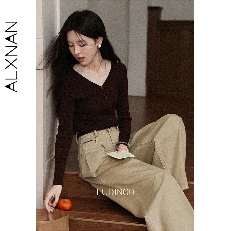 ALXNAN Khaki Jeans Women's Autumn High-waist Wide-leg Denim Pants 2025 Office Lady Casual Cotton Straight Baggy Jeans L57231
ALXNAN Khaki Jeans Women's Autumn High-waist Wide-leg Denim Pants 2025 Office Lady Casual Cotton Straight Baggy Jeans L57231