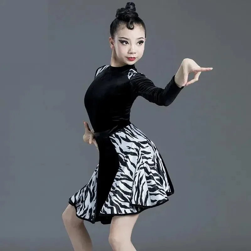 Leopard Print Girls Latin Dance Dress Children Ballroom Competition Party Stage Performance Costumes Long Sleeve Black Dress Set
Leopard Print Girls Latin Dance Dress Children Ballroom Competition Party Stage Performance Costumes Long Sleeve Black Dress Set