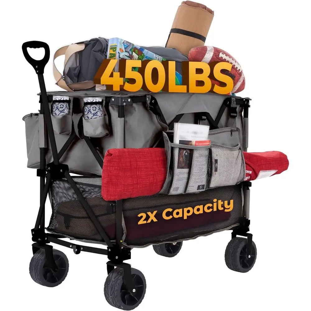 Collapsible Double Decker Beach Wagon with Utility Cart Extender, Supports 450lbs, All-Terrain Wheels, Suitable for Sports and C
Collapsible Double Decker Beach Wagon with Utility Cart Extender, Supports 450lbs, All-Terrain Wheels, Suitable for Sports and C