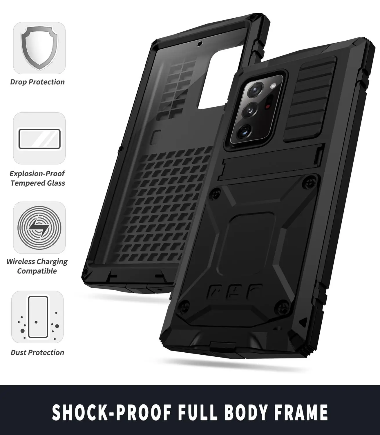 R-just Heavy Duty Armor Phone Cases For Samsung Galaxy Note 20 Note20 Ultra Metal Aluminum Protective Case With Kickstand Cover
R-just Heavy Duty Armor Phone Cases For Samsung Galaxy Note 20 Note20 Ultra Metal Aluminum Protective Case With Kickstand Cover