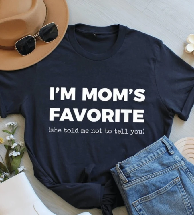 Fun Family Humor Graphic Tops "I'm Mom's Favorite" Shirt Short Sleeve Women Fashion Mother's Day Gifts Tshirts
Fun Family Humor Graphic Tops "I'm Mom's Favorite" Shirt Short Sleeve Women Fashion Mother's Day Gifts Tshirts