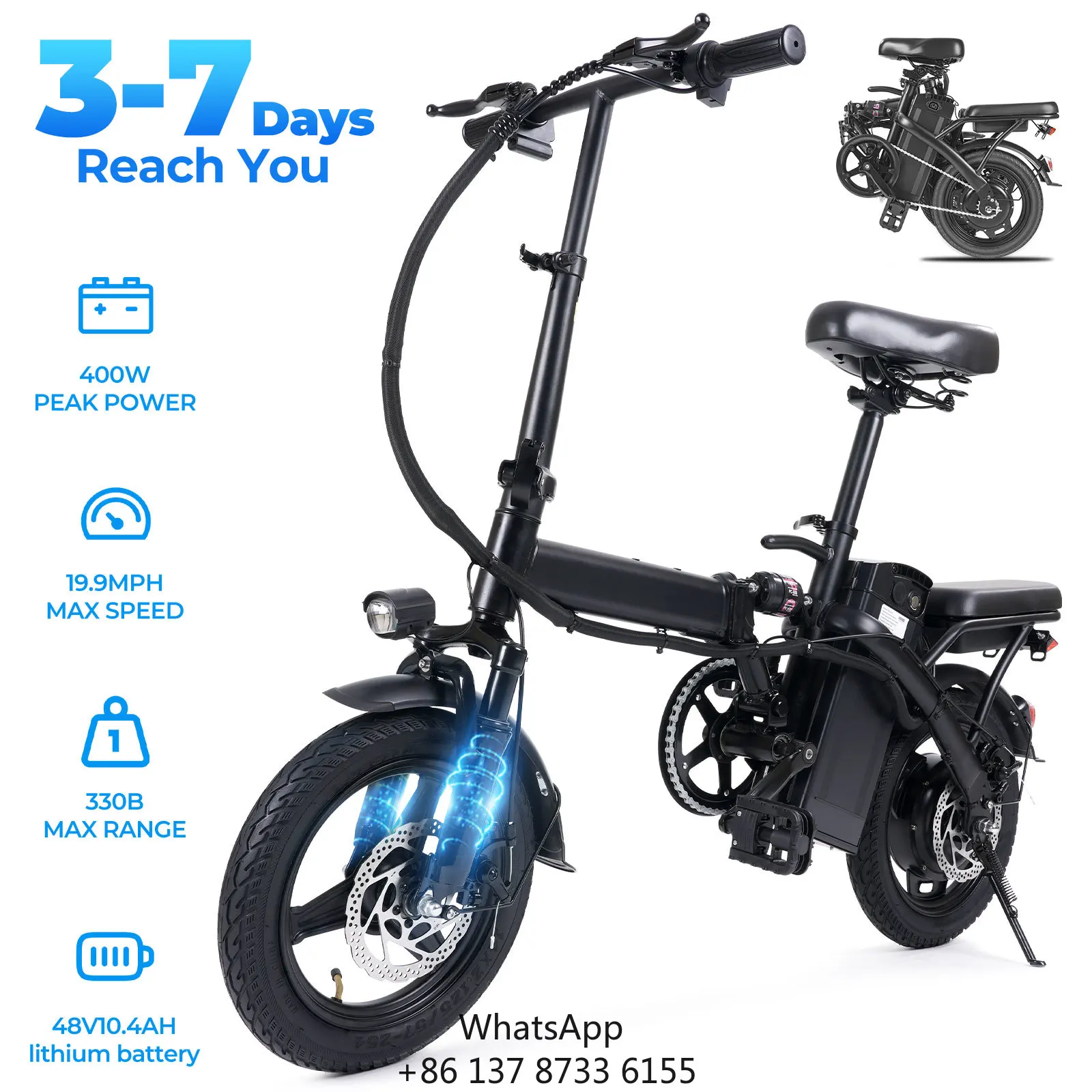 Hot Selling New Model 14 Inch 48V 10.4Ah Mini Foldable Electric Bicycle 350W Motor 500WH For City Commuting & Last-Mile Travel
Hot Selling New Model 14 Inch 48V 10.4Ah Mini Foldable Electric Bicycle 350W Motor 500WH For City Commuting & Last-Mile Travel