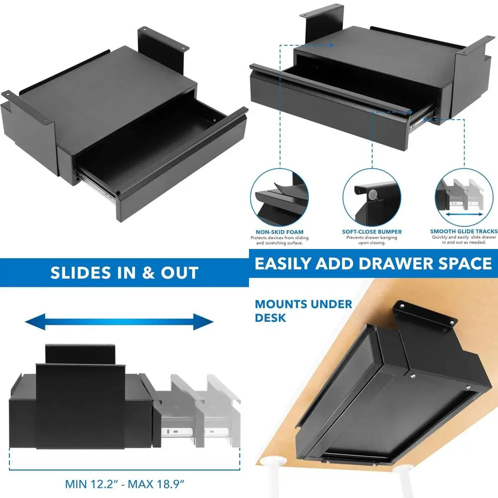 Выдвижной органайзер для ноутбука и планшета, крепится к толстым столам, матовый черный
Выдвижной органайзер для ноутбука и планшета, крепится к толстым столам, матовый черный