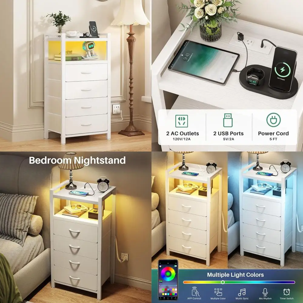 LED-Illuminated Tall Dresser with Fabric Drawers, Suitable for Small Spaces and Bedrooms
LED-Illuminated Tall Dresser with Fabric Drawers, Suitable for Small Spaces and Bedrooms