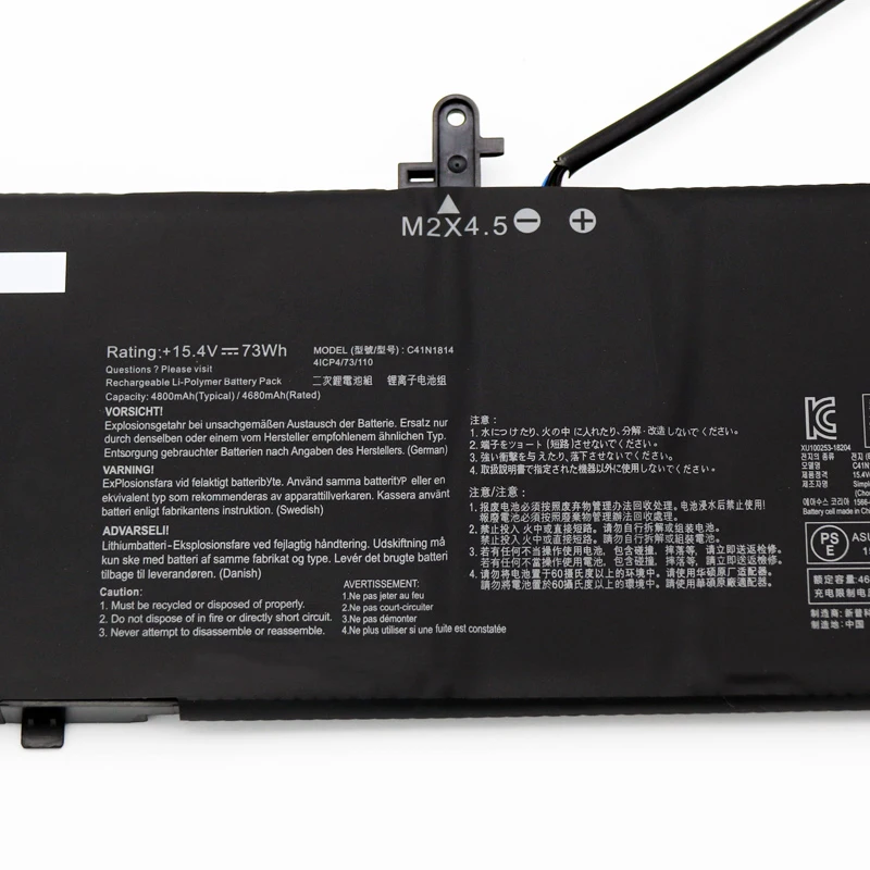 Laptop Battery C41N1814 0B200-03120100 For For ZenBook 15 UX533 UX533FN UX533FD RX533 RX533FD BX533FD Series 15.4V/73Wh/4800mAh
Laptop Battery C41N1814 0B200-03120100 For For ZenBook 15 UX533 UX533FN UX533FD RX533 RX533FD BX533FD Series 15.4V/73Wh/4800mAh