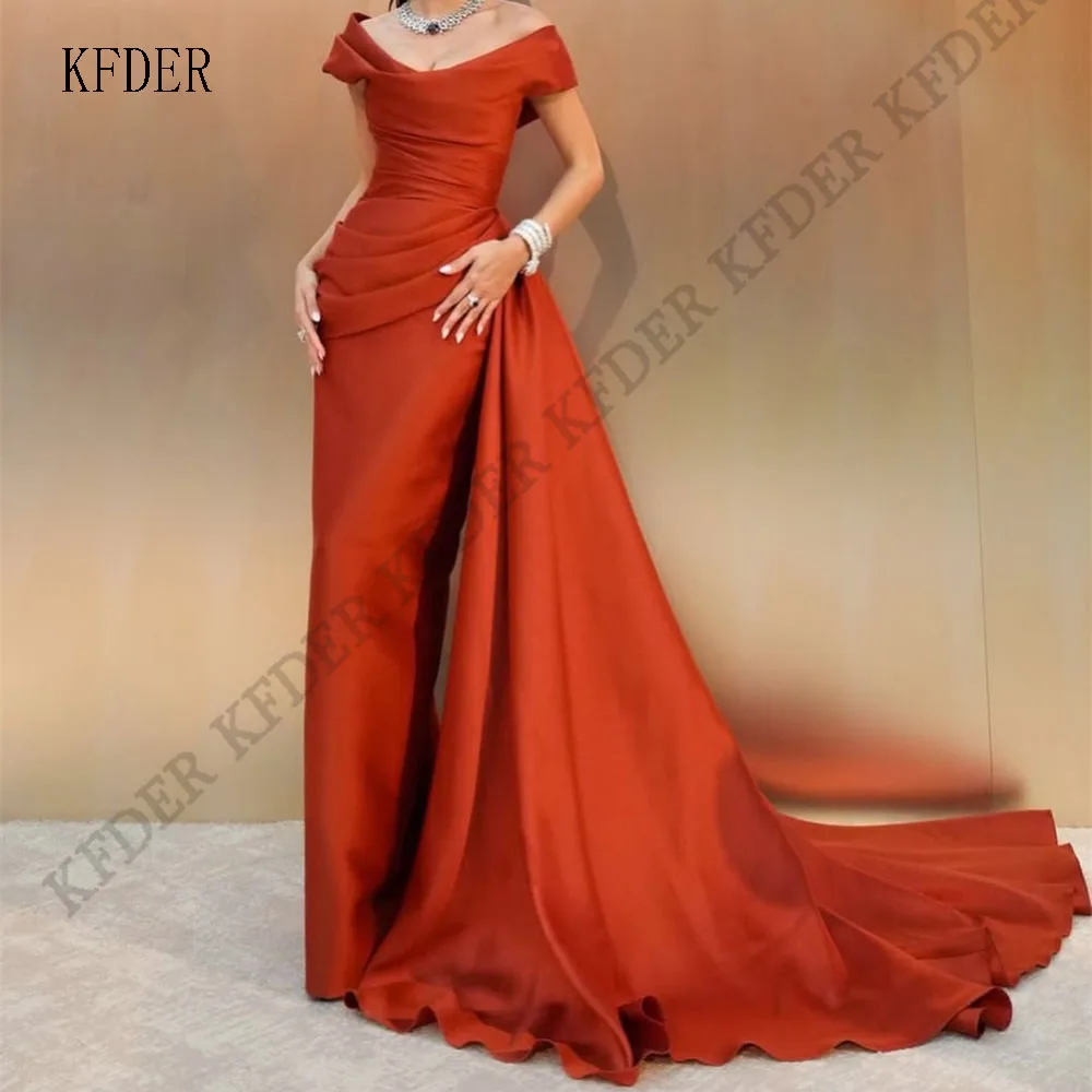 Dark Orange Satin Formal Evening Dresses Long Train Mermaid Prom Gown Off The Shoulder Long Train Elegant Dress Customized
Dark Orange Satin Formal Evening Dresses Long Train Mermaid Prom Gown Off The Shoulder Long Train Elegant Dress Customized