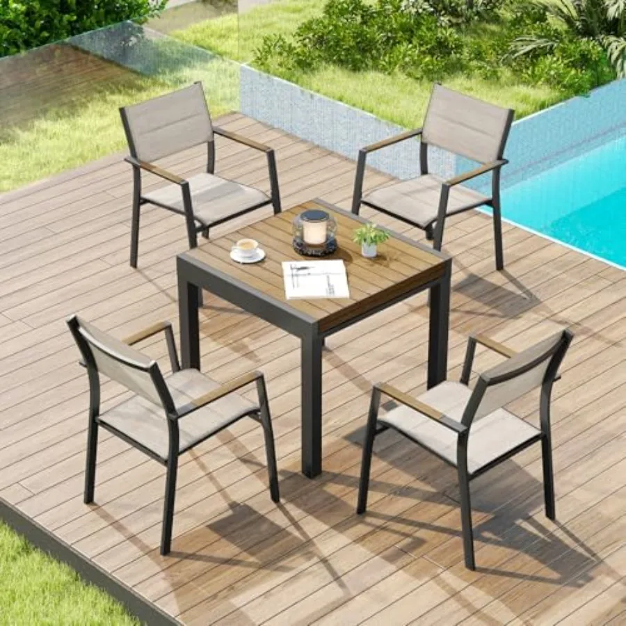 5 Pieces Expandable Patio Dining Set, Never-Rust Aluminum Outdoor Dining Table Set, 32"-65" Extendable Dining Table and Stackab
5 Pieces Expandable Patio Dining Set, Never-Rust Aluminum Outdoor Dining Table Set, 32"-65" Extendable Dining Table and Stackab
