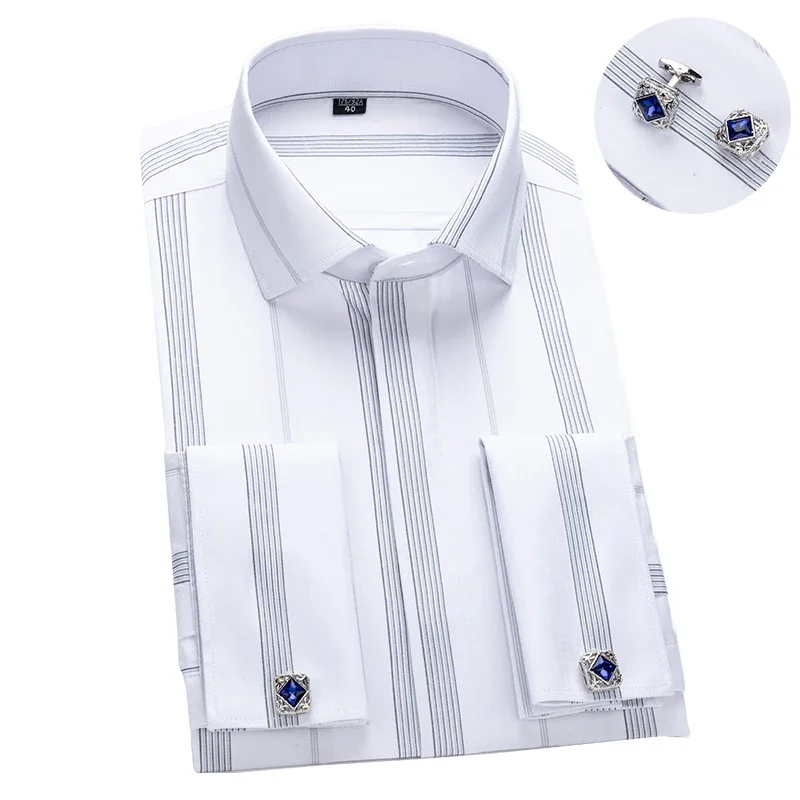 Men's Windsor Collar French Cuff Dress Shirt Long Sleeev Luxury Business Formal Tuxedo Cufflinks Shirts for Men Party Wedding
Men's Windsor Collar French Cuff Dress Shirt Long Sleeev Luxury Business Formal Tuxedo Cufflinks Shirts for Men Party Wedding