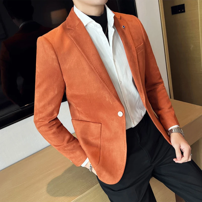 2022 Men Spring/autumn High Quality Deersuede Blazers Slim Fashion for Men Luxury Business Leisure Suit Jacket Tuxedo Dress
2022 Men Spring/autumn High Quality Deersuede Blazers Slim Fashion for Men Luxury Business Leisure Suit Jacket Tuxedo Dress