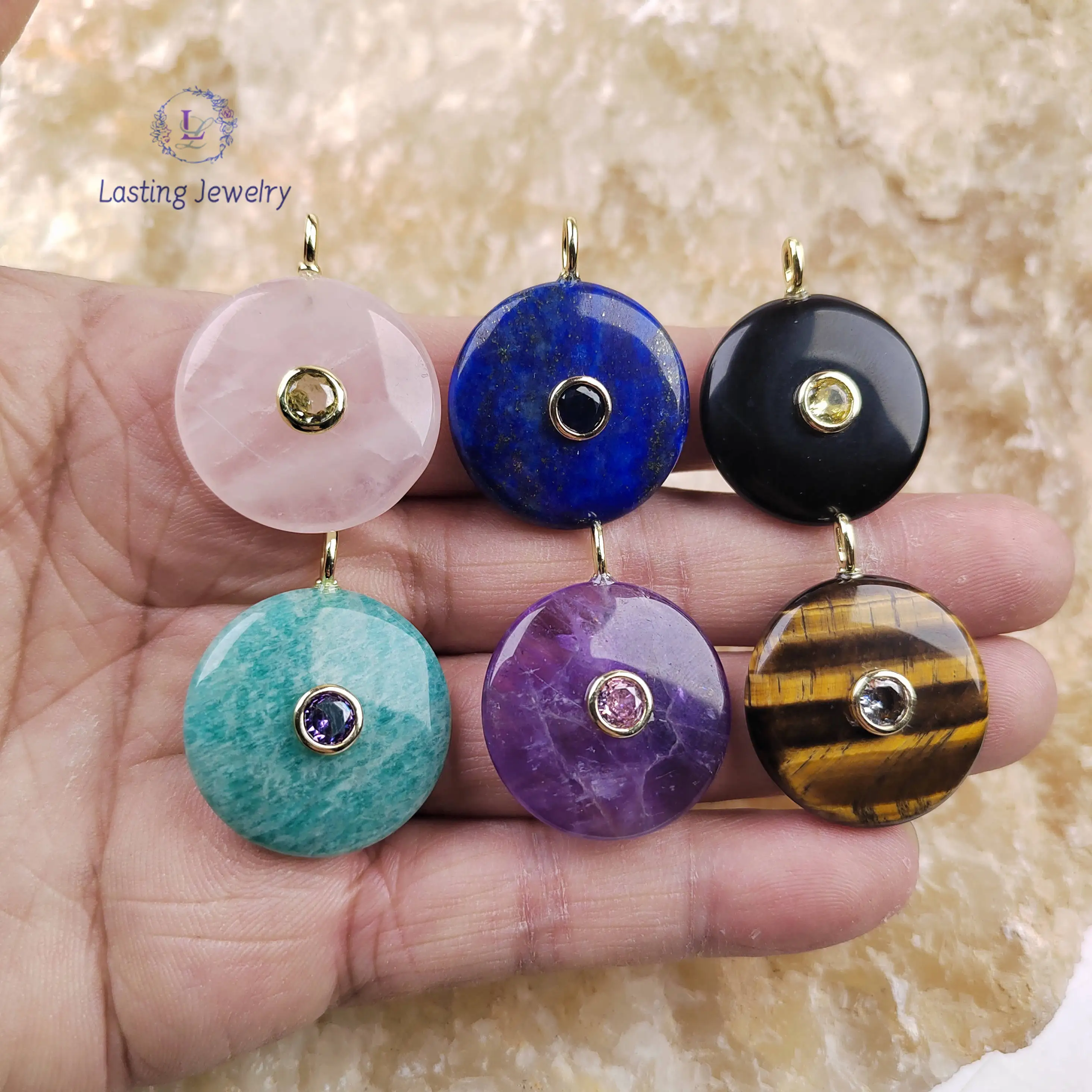 25mm Gemstone Coin Pendants With Inlaid Colored Zircon Beads Flat Round Charms Reiki Quartz Amethyst For Necklace Jewelry Making
25mm Gemstone Coin Pendants With Inlaid Colored Zircon Beads Flat Round Charms Reiki Quartz Amethyst For Necklace Jewelry Making